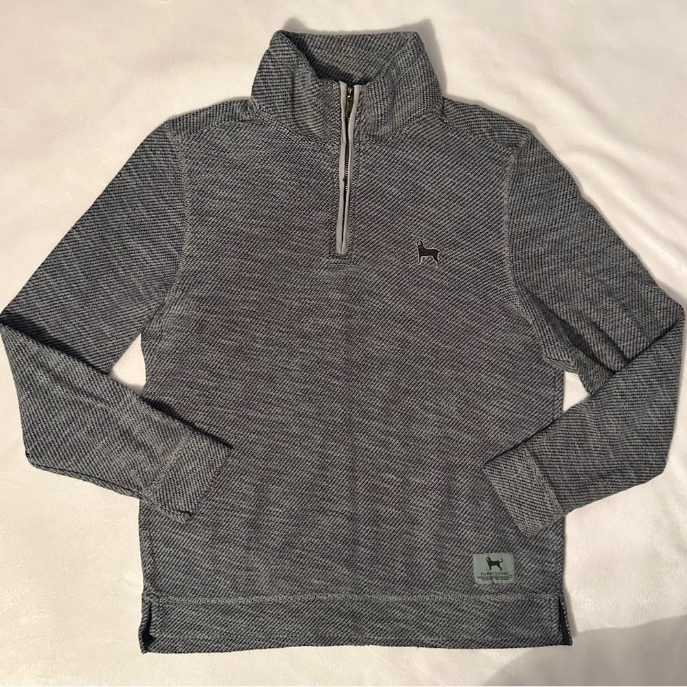The Black Dog Brand Green Gray Quarter-Zip Pullover Sweater Mens S mock neck